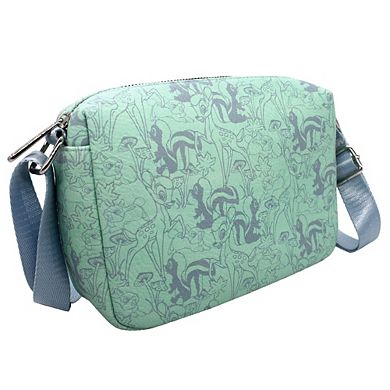 Disney Bag, Cross Body, Rectangle, Bambi Thumper and Flower Forest Collage, Blue, Vegan Leather