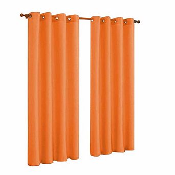 J&V TEXTILES Solid Grommet Faux Silk Window Curtain Drapes Treatment in 84" Length- Set of 2