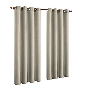 J&V TEXTILES Solid Grommet Faux Silk Window Curtain Drapes Treatment in 84" Length- Set of 2