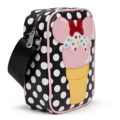 Disney Bag, Cross Body, Minnie Mouse Ice Cream Cone with Polka Dots Red, Vegan Leather