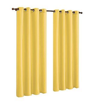 J&V TEXTILES Solid Grommet Faux Silk Window Curtain Drapes Treatment in 84" Length- Set of 2