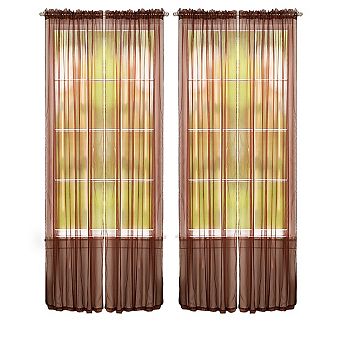 J&V TEXTILES Solid Sheer Window Curtain Panels- Set of 4