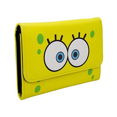 Nickelodeon Wallet, Foldover, SpongeBob SquarePants Eyes Close Up, Yellow, Vegan Leather