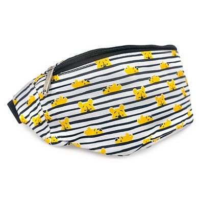 Disney Bag, Fanny Pack, Winnie the Pooh Peeking Stripes, White Black, Canvas