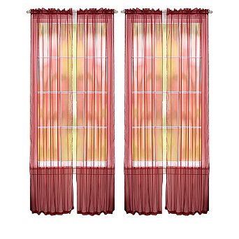 J&V TEXTILES Solid Sheer Window Curtain Panels- Set of 4