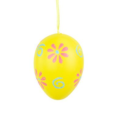 Set of 29 Blue and Yellow Painted Floral Spring Easter Egg Ornaments 3.25"