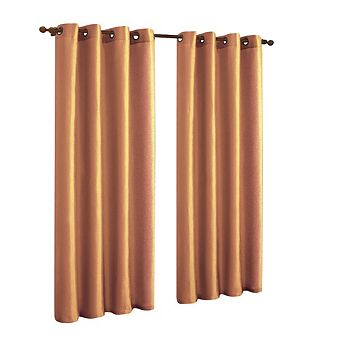 J&V TEXTILES Solid Grommet Faux Silk Window Curtain Drapes Treatment in 84" Length- Set of 2