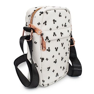 Disney Bag, Cross Body, Mickey Mouse Head and M Icons Scattered, White, Vegan Leather