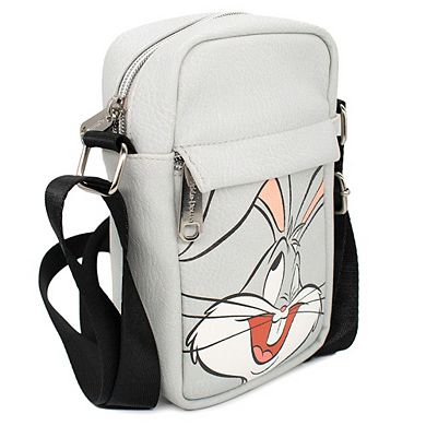 Looney Tunes Bag, Cross Body, with Looney Tunes Bugs Bunny Winking Face, Gray, Vegan Leather