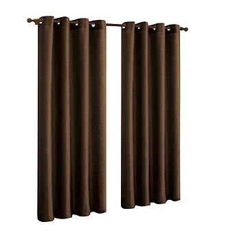 J&V TEXTILES Solid Grommet Faux Silk Window Curtain Drapes Treatment in 84" Length- Set of 2