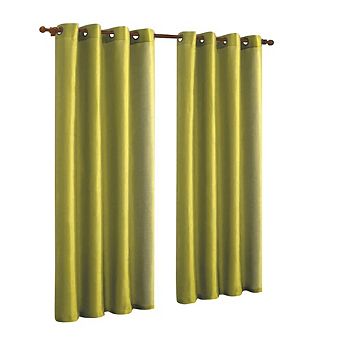 J&V TEXTILES Solid Grommet Faux Silk Window Curtain Drapes Treatment in 84" Length- Set of 2
