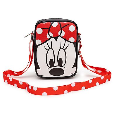 Disney Bag, Cross Body, Minnie Mouse Face Character Close Up, Black, Vegan Leather