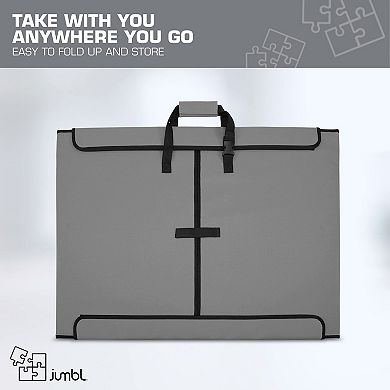 Jumbl 1500-piece Puzzle Caddy, Portable Puzzle Board & Travel Case With 2 Trays & Handle - Gray