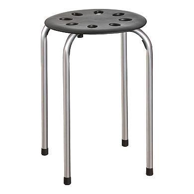 Norwood Commercial Furniture Black and Silver Stacking Stool Set (Pack of 5)