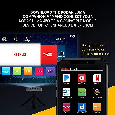 Luma 450 Portable Pico Smart Projector, 1080p Projector with WiFi And Bluetooth