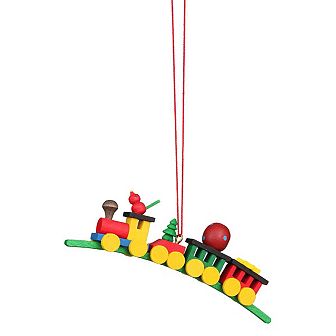 4.25" Yellow Green and Red Train on an Arch Collectible Christian Ulbricht Ornament