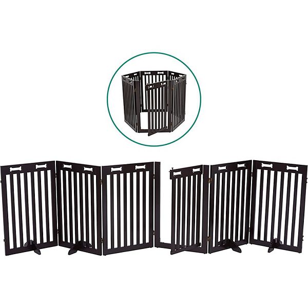 Freestanding Dog Gates, 6Panels Gate for Dogs with Walkthrough Door