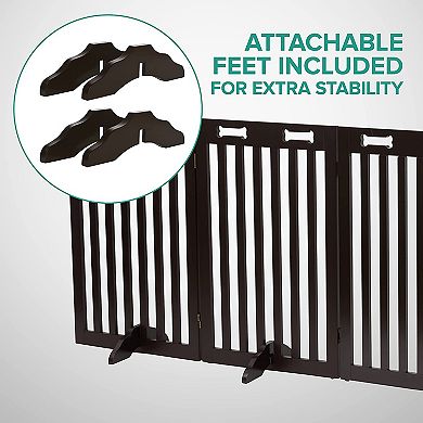 Freestanding Dog Gates, 6-Panels Gate for Dogs with Walkthrough Door - Black