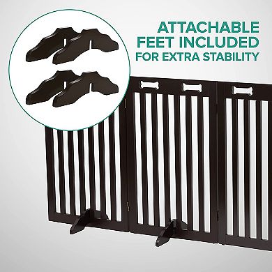 Freestanding Dog Gates, 6-Panels Gate for Dogs with Walkthrough Door - Black