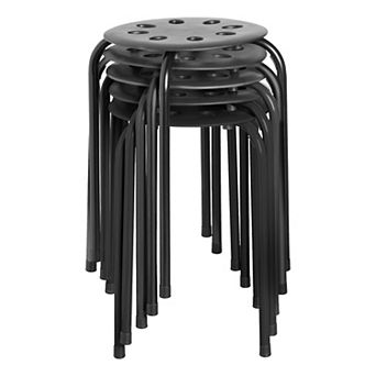 Norwood Commercial Furniture Black Stacking Stool Set (Pack of 5)