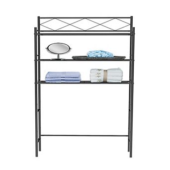 J&V TEXTILES 3-Shelf Metal Bathroom Organizer Over The Toilet, Bathroom Space Saver