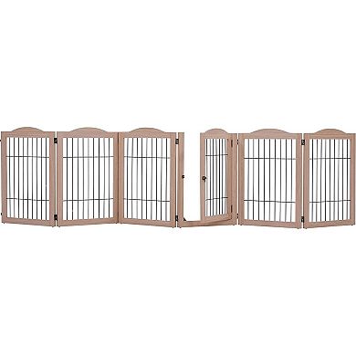 Freestanding Dog Gates, 2-Panel Extension Gate For Dogs - Walnut