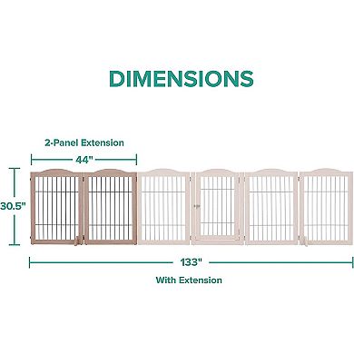 Freestanding Dog Gates, 2-Panel Extension Gate For Dogs - Walnut