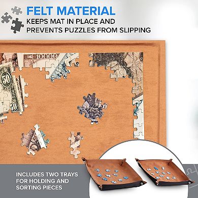 1500 Piece Soft Puzzle Board 36ʺ x 26ʺ with Cover and Puzzle Trays