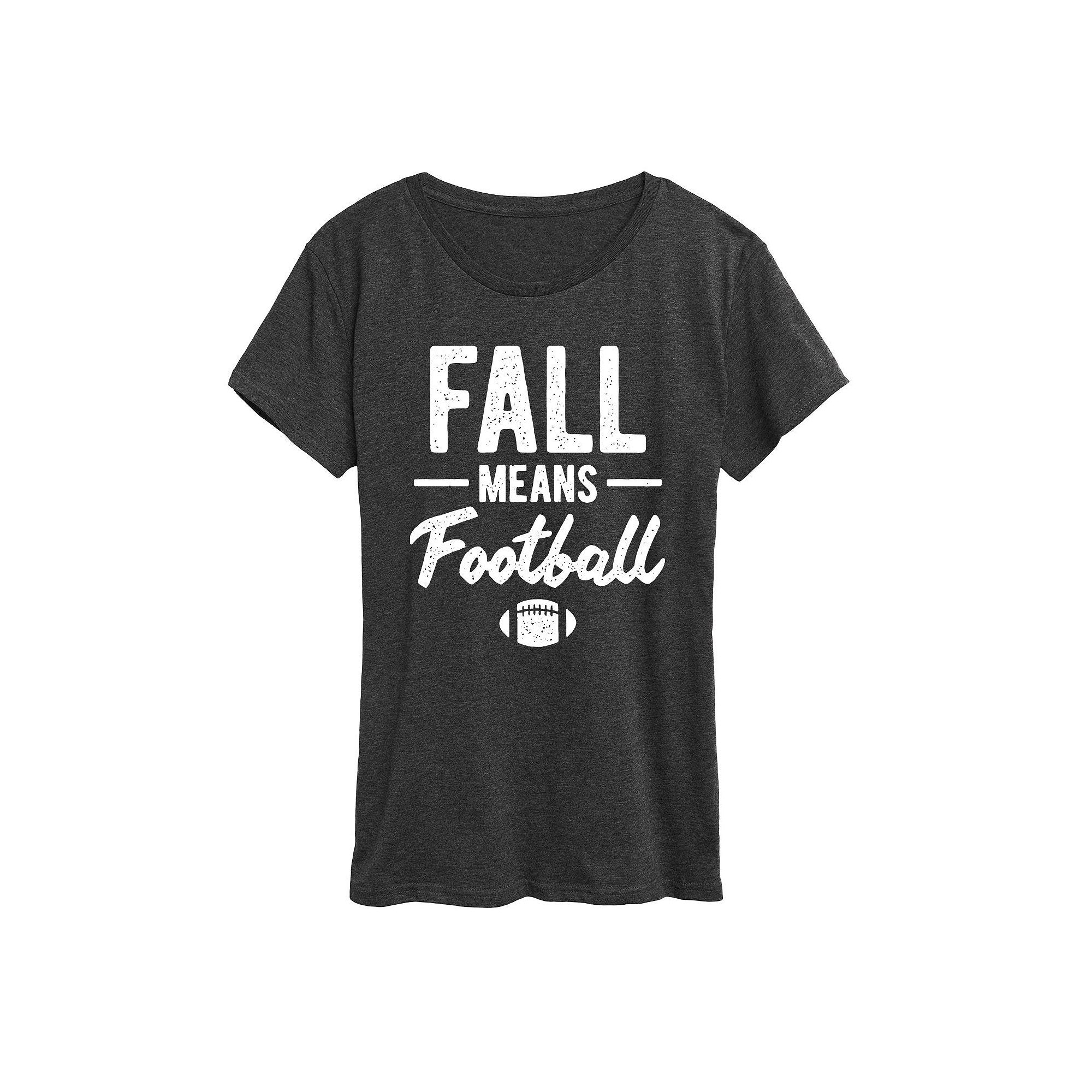 Womens Fall Means Football Graphic Tee, Girls, Size: Small, Heather Grey