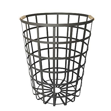 Sonoma Goods For Life® Gray Wire & Wood Hamper