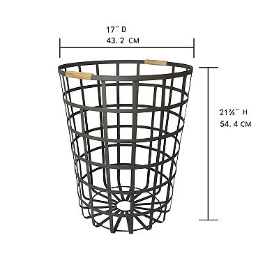 Sonoma Goods For Life® Gray Wire & Wood Hamper
