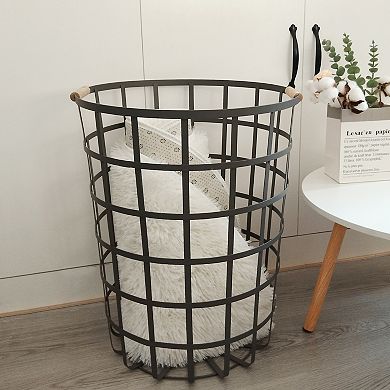 Sonoma Goods For Life® Gray Wire & Wood Hamper