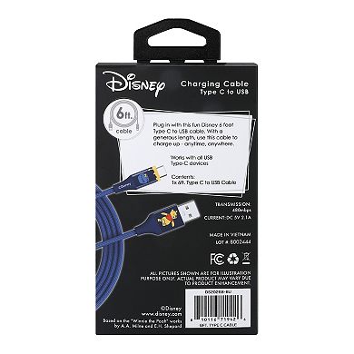 Disney's Winnie the Pooh 6-ft. USB A To Type C Braided Charging Cable