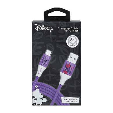 Disney's Minnie Mouse Mood Kiss 6-ft. USB A To Type C Braided Charging Cable