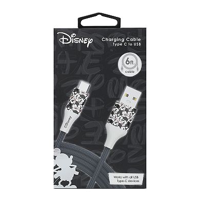 Disney's Mickey Mouse Faces 6-ft. USB A To Typec Braided Charging Cable
