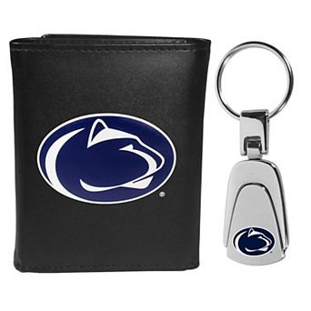 NCAA Penn State Nittany Lions Tri-Fold Wallet and Steel Key Chain Set