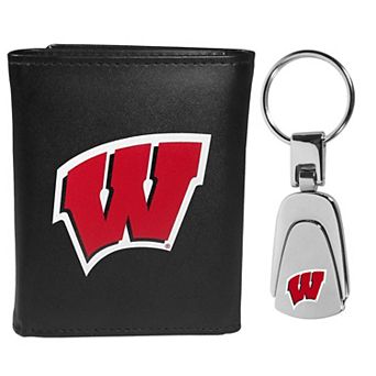 NCAA Wisconsin Badgers Tri-Fold Wallet and Steel Key Chain Set