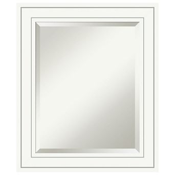 Craftsman White Beveled Wood Bathroom Wall Mirror
