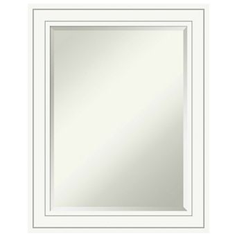 Craftsman White Beveled Wood Bathroom Wall Mirror
