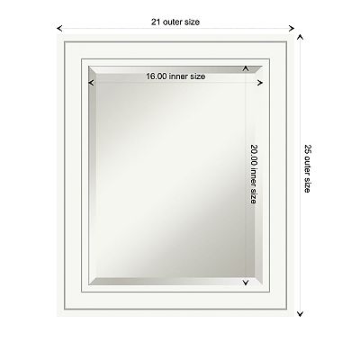 Craftsman White Beveled Wood Bathroom Wall Mirror