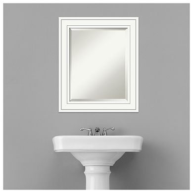 Craftsman White Beveled Wood Bathroom Wall Mirror