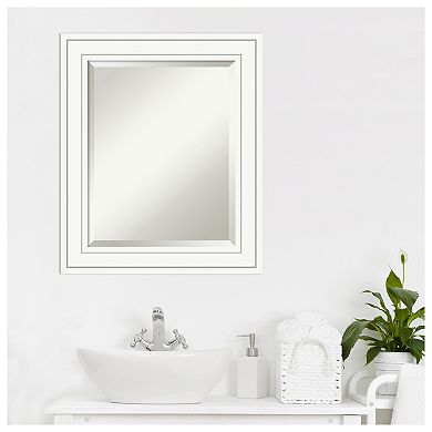 Craftsman White Beveled Wood Bathroom Wall Mirror