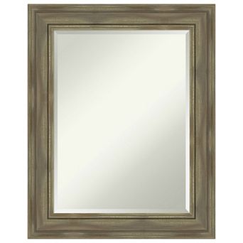 Alexandria Greywash Beveled Wood Bathroom Wall Mirror