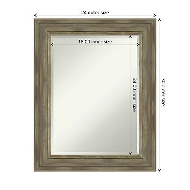 Alexandria Greywash Beveled Wood Bathroom Wall Mirror