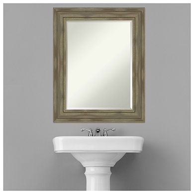 Alexandria Greywash Beveled Wood Bathroom Wall Mirror
