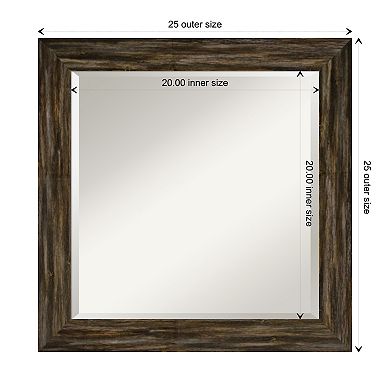 Fencepost Brown Narrow Beveled Wood Bathroom Wall Mirror