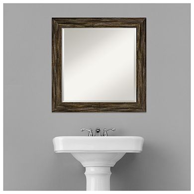 Fencepost Brown Narrow Beveled Wood Bathroom Wall Mirror