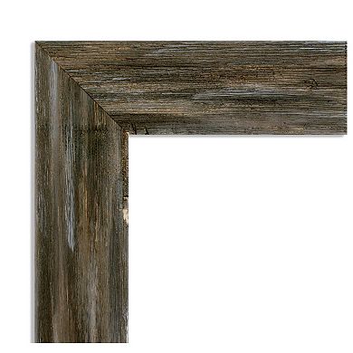 Fencepost Brown Narrow Beveled Wood Bathroom Wall Mirror