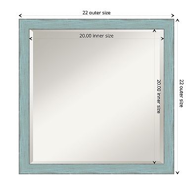 Sky Blue Rustic Beveled Wood Bathroom Wall Mirror