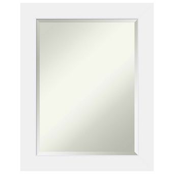 Corvino White Beveled Wood Bathroom Wall Mirror